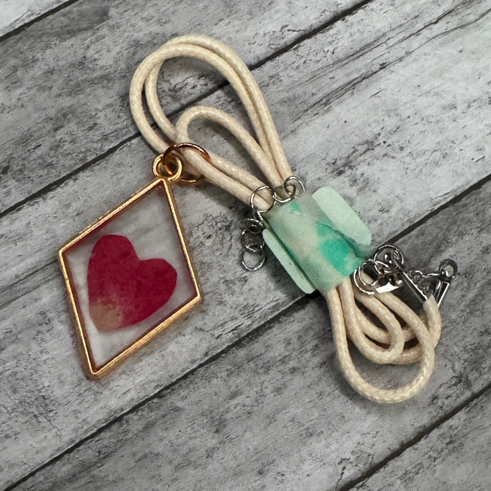 Flower Heart Resin Necklace